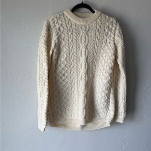 Aran Mor Cable Knit Cream Sweater Ireland. Real wool. Size S new